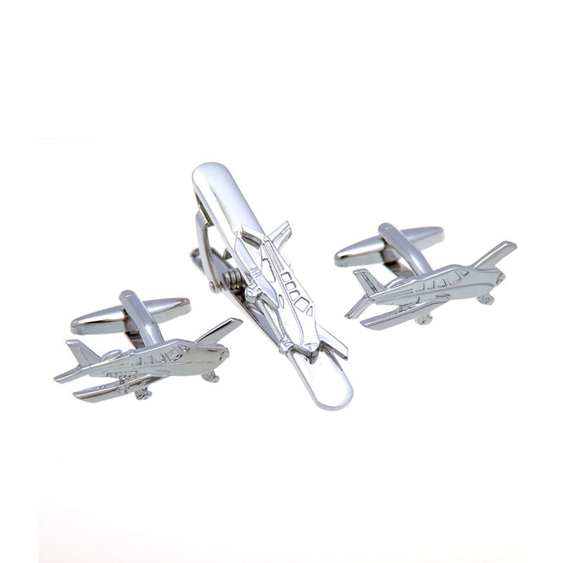 Military Tools Plain Colour Metal Cufflinks And Collar Set