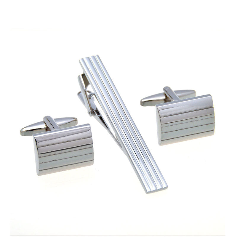 Plain Colour Metal Cufflinks And Collar Set