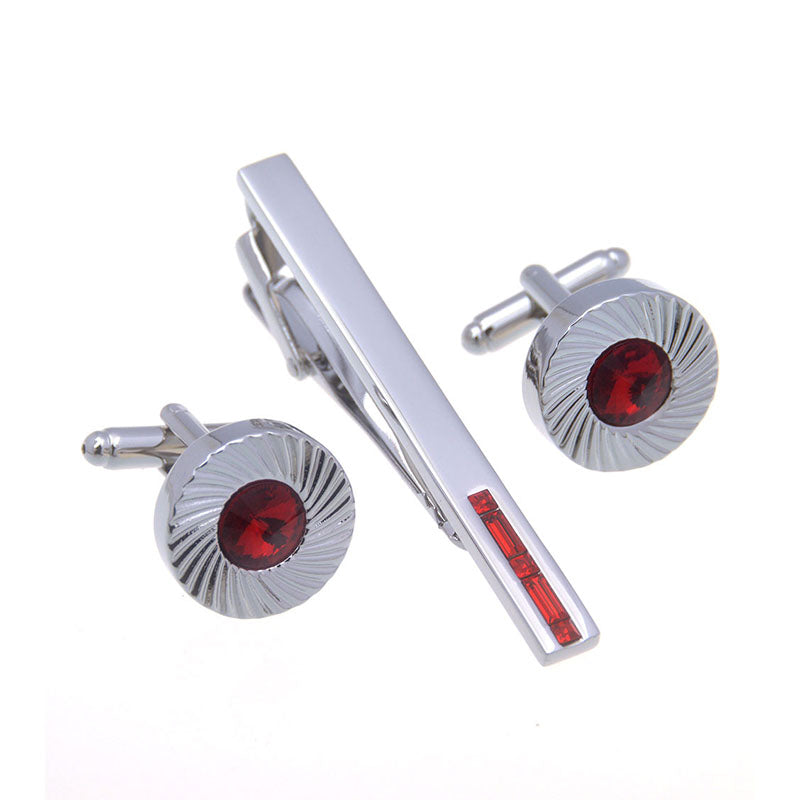 Crystal Zircon Cufflinks And Collar Set