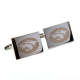 Laser Laser Chinese Knot Plain Colour Metal Cufflinks