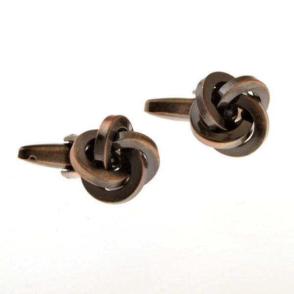 Laser Laser Chinese Knot Plain Colour Metal Cufflinks
