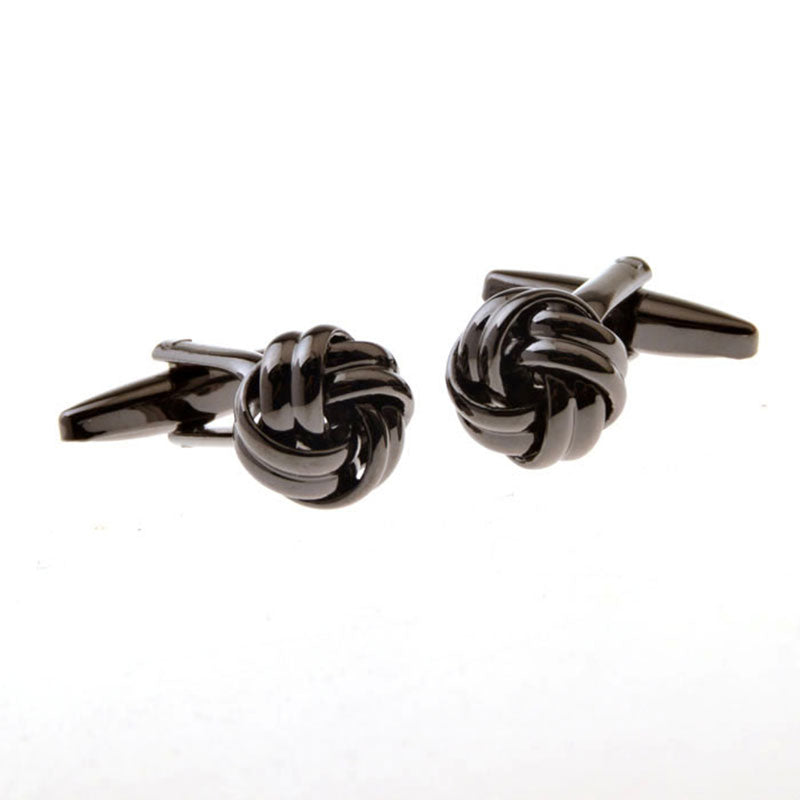 Laser Laser Chinese Knot Plain Colour Metal Cufflinks