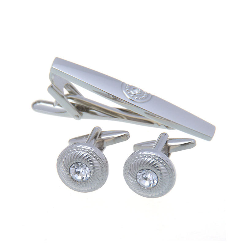 Crystal Zircon Cufflinks And Collar Set