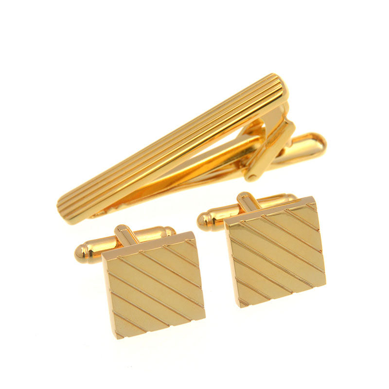 Plain Colour Metal Cufflinks And Collar Set