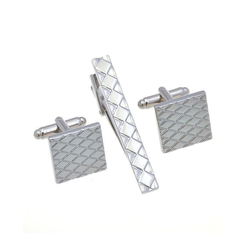 Plain Colour Metal Cufflinks And Collar Set