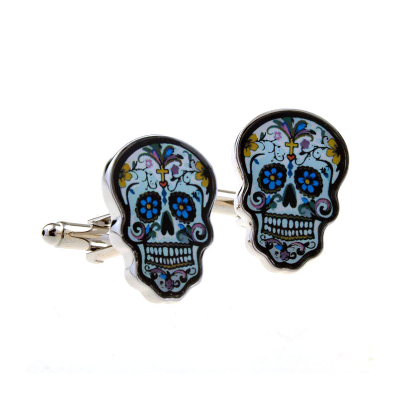 Interesting Skull Enamel Dropping Glue Cufflinks