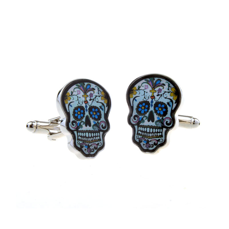 Interesting Skull Enamel Dropping Glue Cufflinks