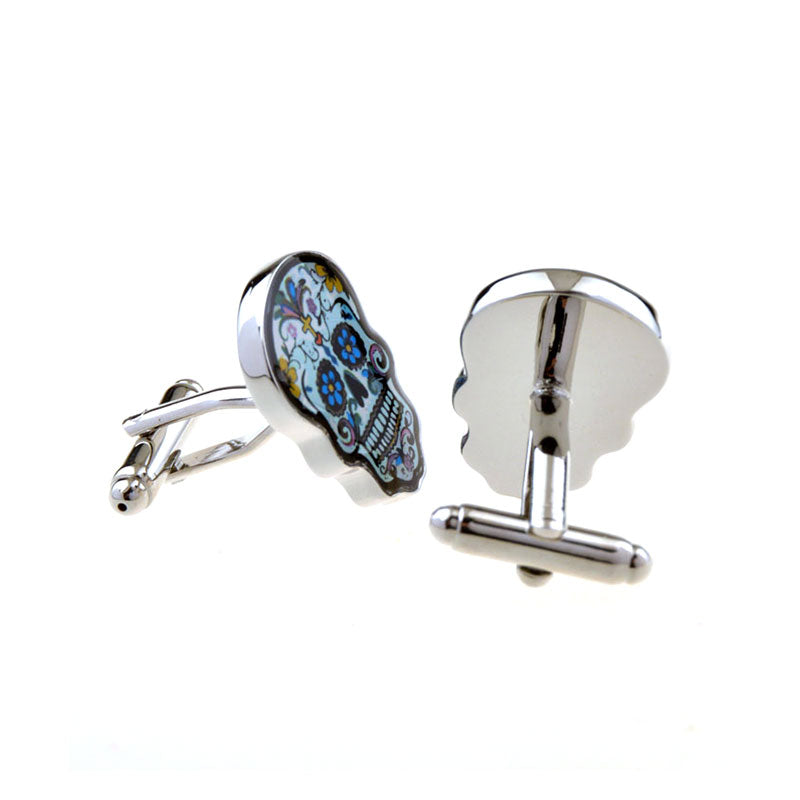 Interesting Skull Enamel Dropping Glue Cufflinks