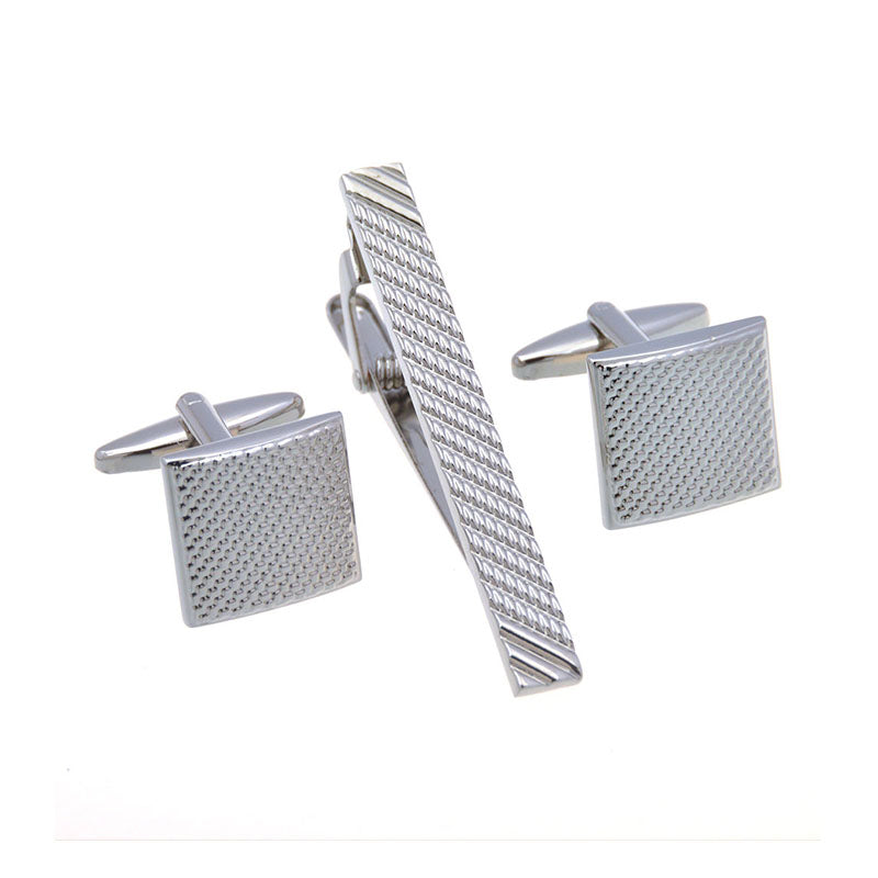 Plain Colour Metal Cufflinks And Collar Set
