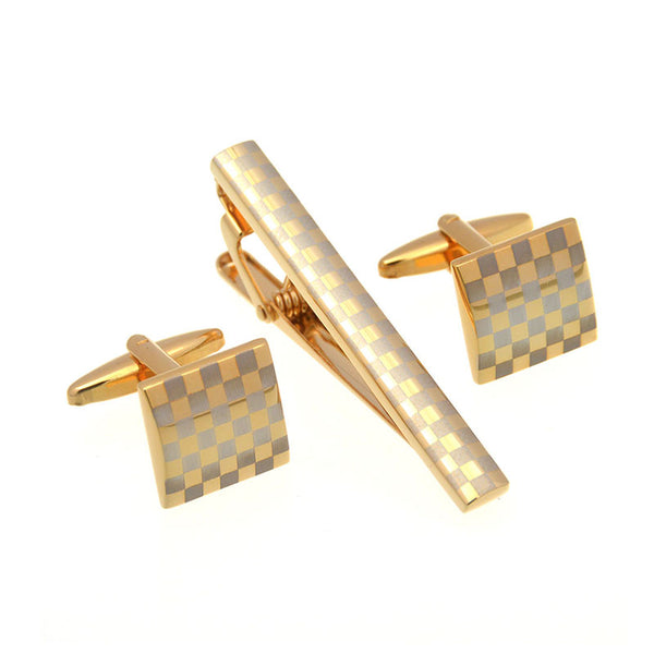 Laser Laser Chinese Knot Plain Colour Metal Cufflinks And Collar Set