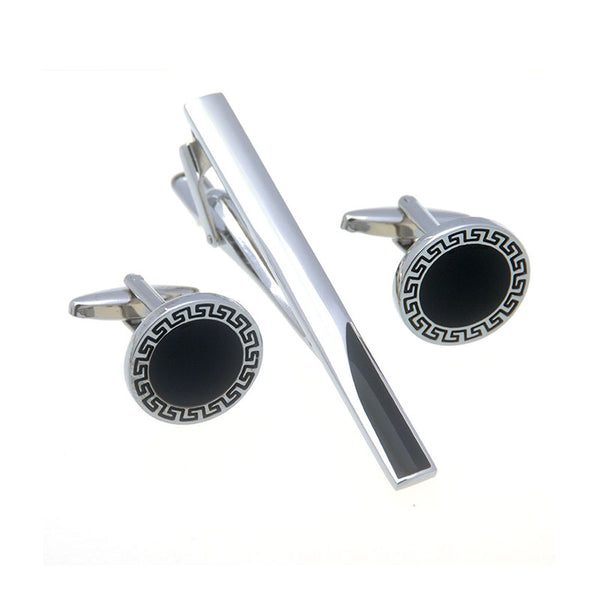 Enamel Dropping Glue Cufflinks And Collar Set