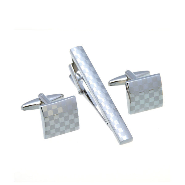 Laser Laser Chinese Knot Plain Colour Metal Cufflinks And Collar Set