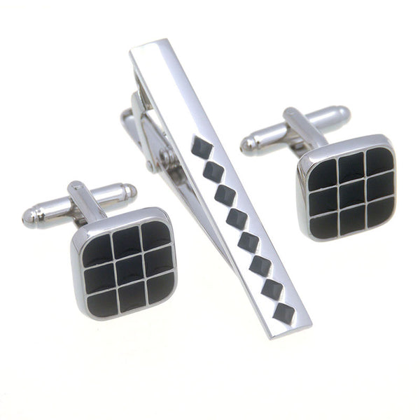 Enamel Dropping Glue Cufflinks And Collar Set