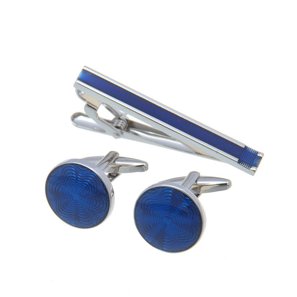 Enamel Dropping Glue Cufflinks And Collar Set