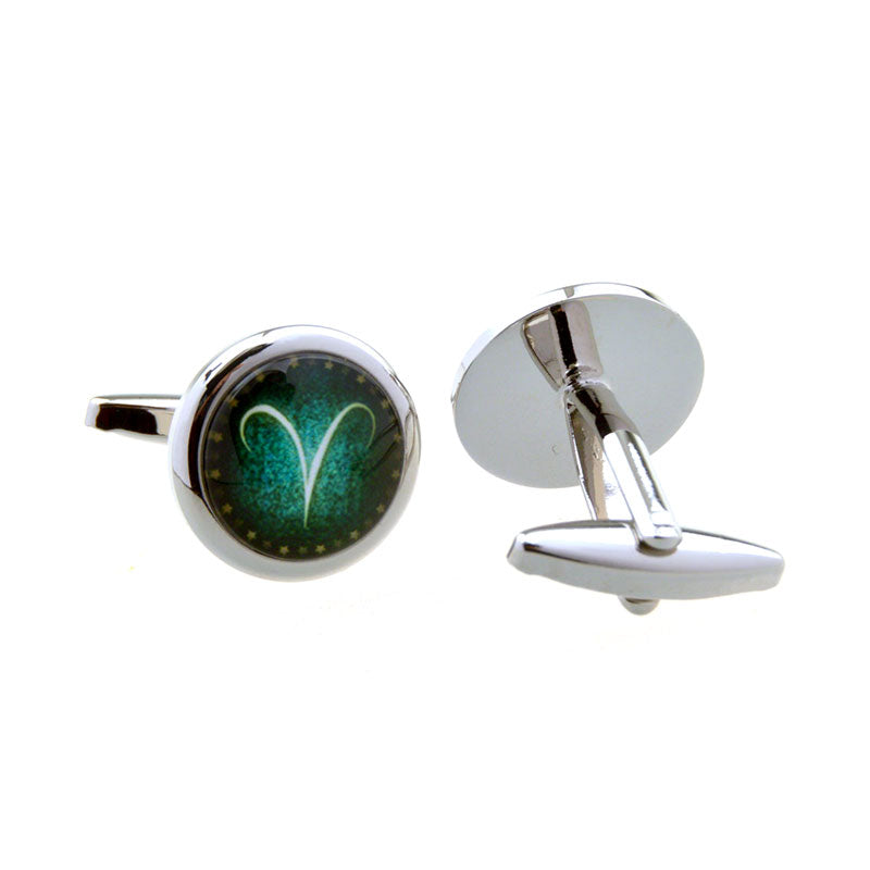 Zodiac Sign Constellation Cateye Glass Cufflinks