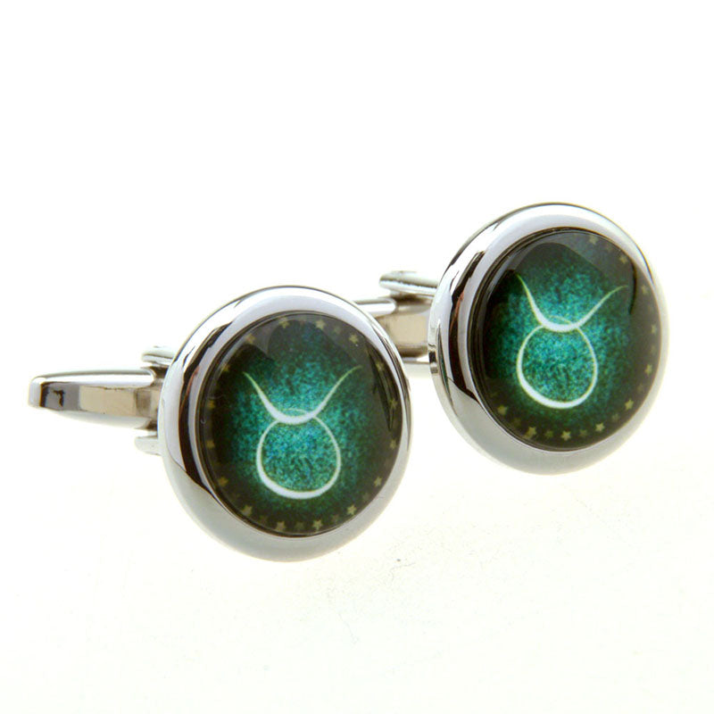 Zodiac Sign Constellation Cateye Glass Cufflinks