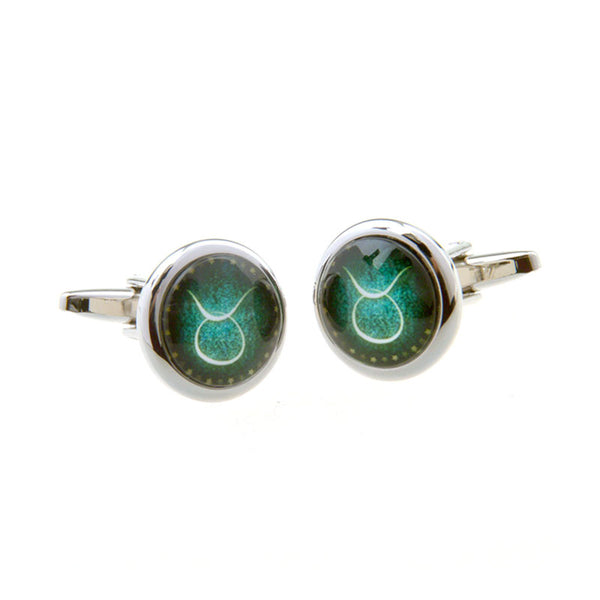 Zodiac Sign Constellation Cateye Glass Cufflinks