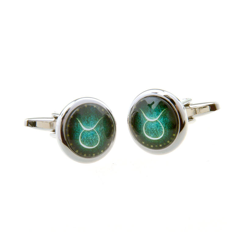 Zodiac Sign Constellation Cateye Glass Cufflinks