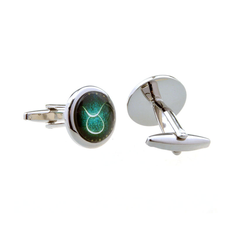 Zodiac Sign Constellation Cateye Glass Cufflinks
