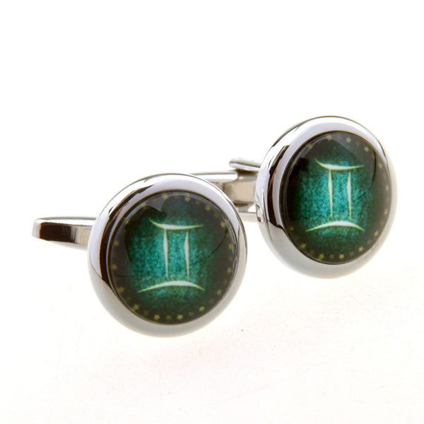 Zodiac Sign Constellation Cateye Glass Cufflinks