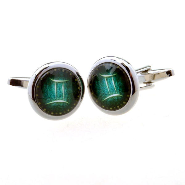 Zodiac Sign Constellation Cateye Glass Cufflinks