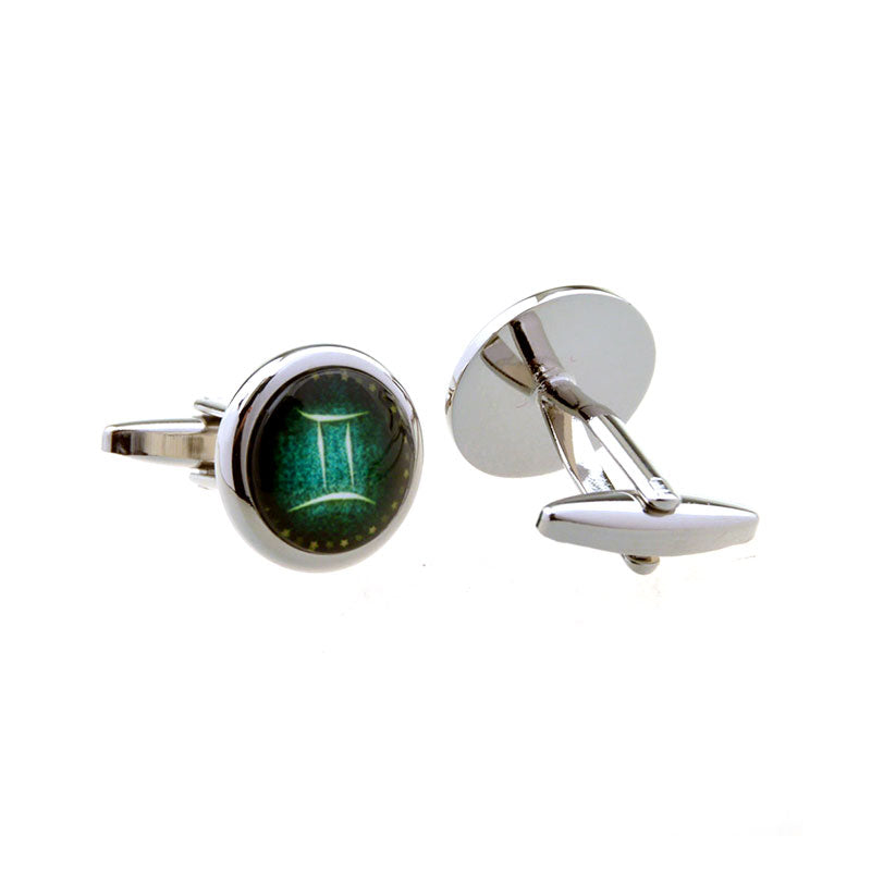 Zodiac Sign Constellation Cateye Glass Cufflinks
