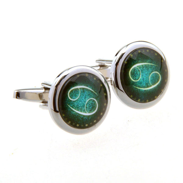 Zodiac Sign Constellation Cateye Glass Cufflinks