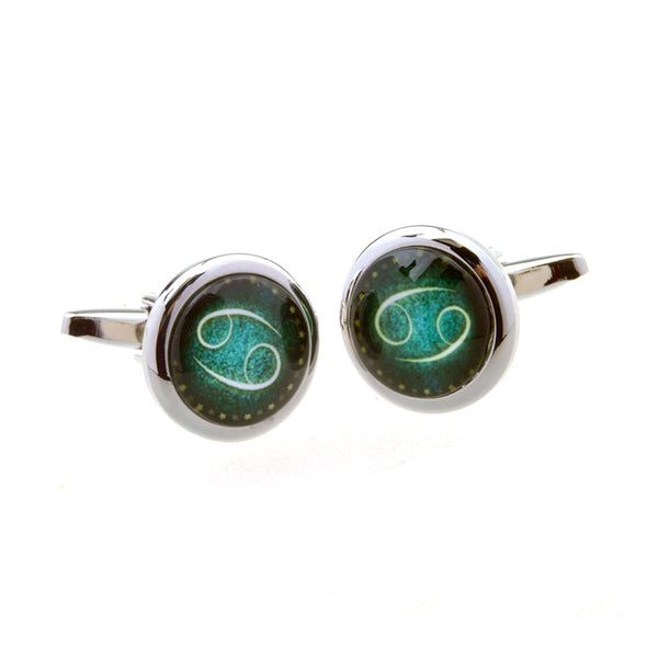 Zodiac Sign Constellation Cateye Glass Cufflinks