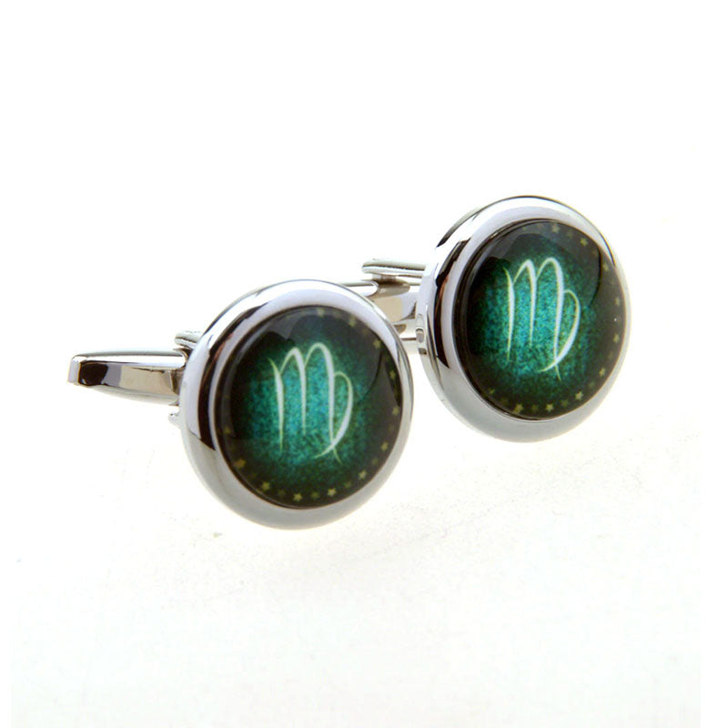Zodiac Sign Constellation Cateye Glass Cufflinks