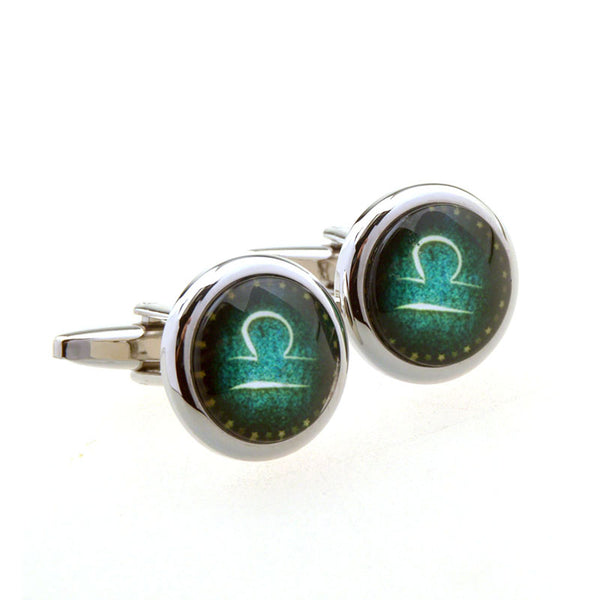 Zodiac Sign Constellation Cateye Glass Cufflinks