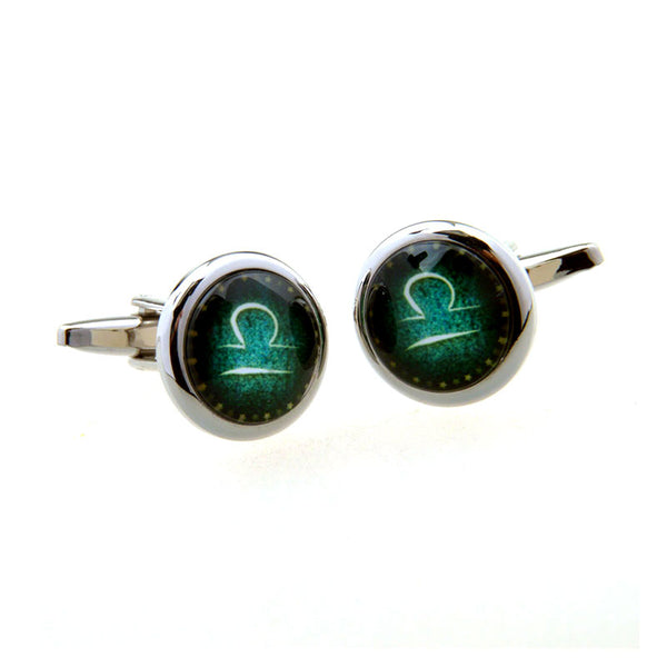 Zodiac Sign Constellation Cateye Glass Cufflinks