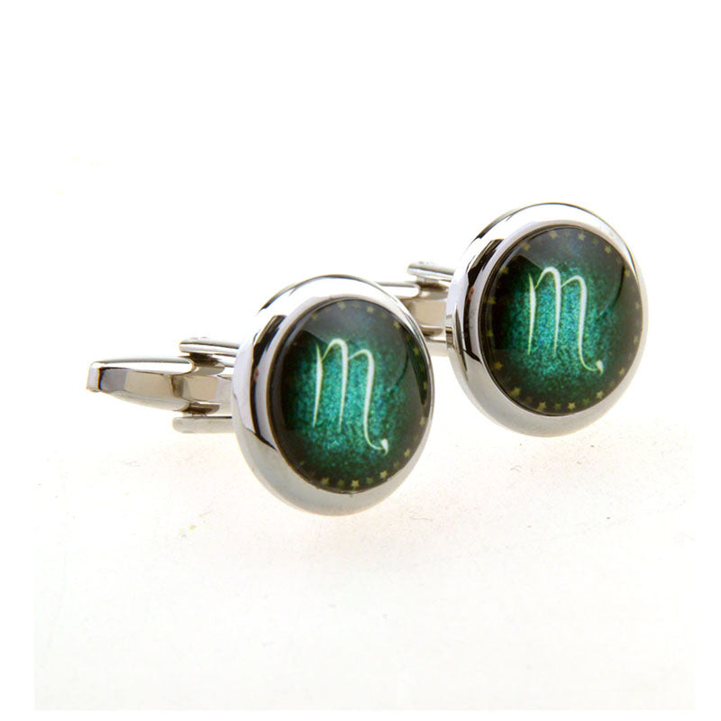 Zodiac Sign Constellation Cateye Glass Cufflinks