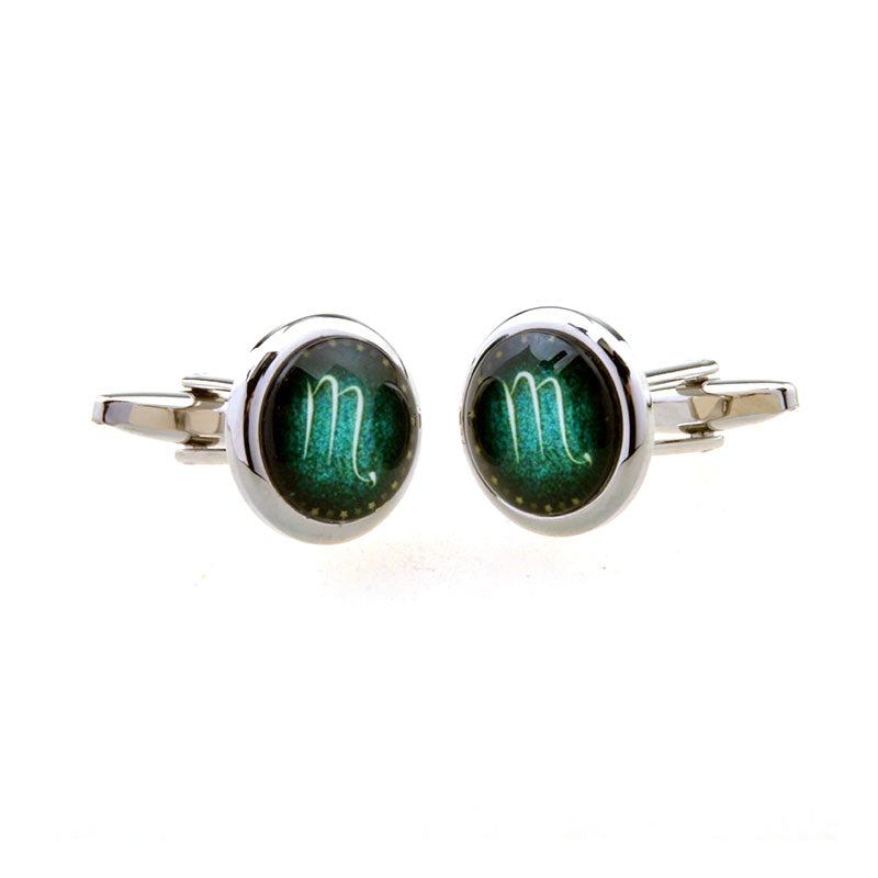 Zodiac Sign Constellation Cateye Glass Cufflinks