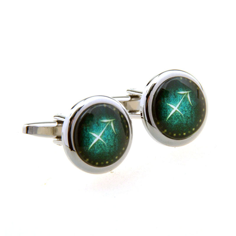 Zodiac Sign Constellation Cateye Glass Cufflinks