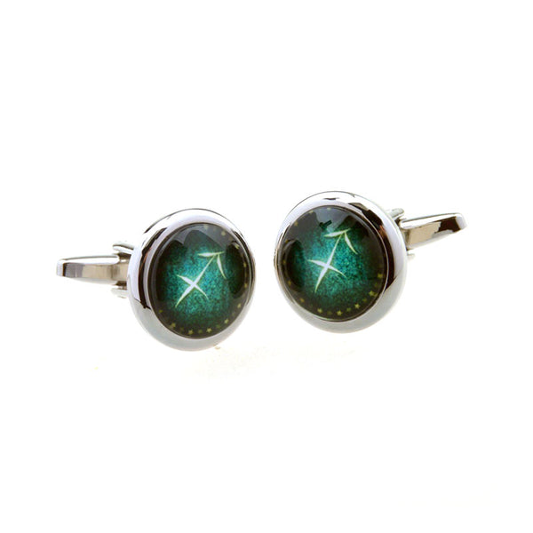 Zodiac Sign Constellation Cateye Glass Cufflinks