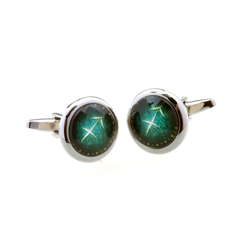 Zodiac Sign Constellation Cateye Glass Cufflinks