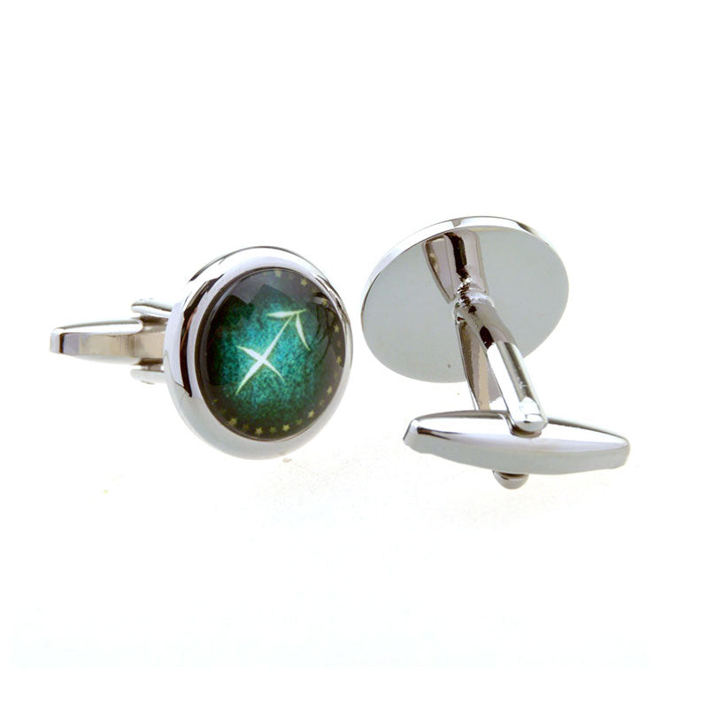 Zodiac Sign Constellation Cateye Glass Cufflinks