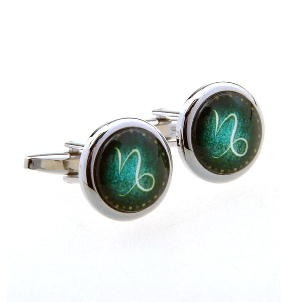 Zodiac Sign Constellation Cateye Glass Cufflinks