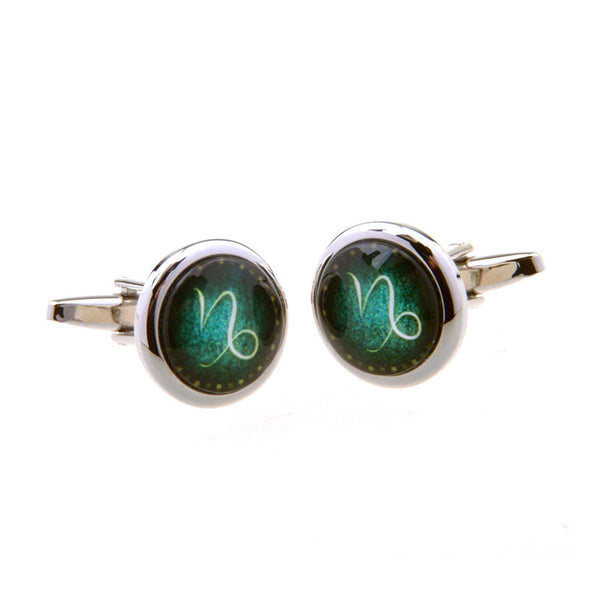 Zodiac Sign Constellation Cateye Glass Cufflinks