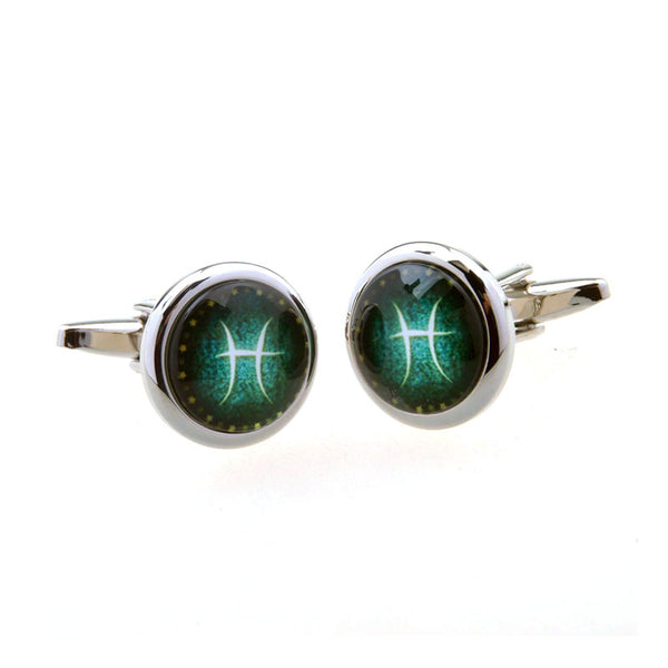 Zodiac Sign Constellation Cateye Glass Cufflinks
