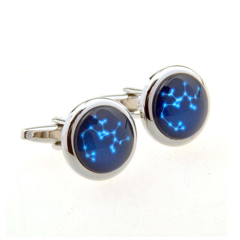 Zodiac Sign Constellation Cateye Glass Cufflinks