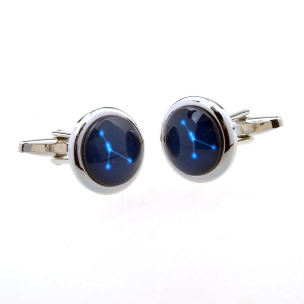 Zodiac Sign Constellation Cateye Glass Cufflinks