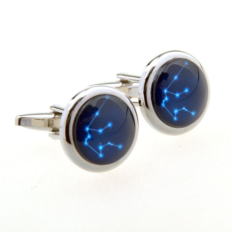 Zodiac Sign Constellation Cateye Glass Cufflinks