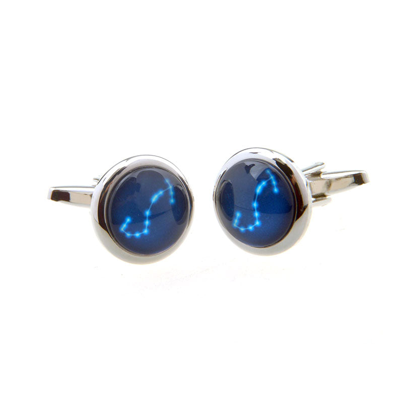 Zodiac Sign Constellation Cateye Glass Cufflinks