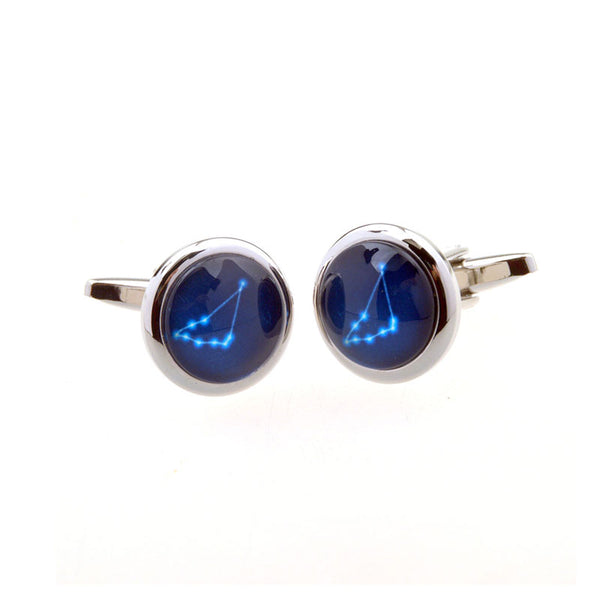 Zodiac Sign Constellation Cateye Glass Cufflinks