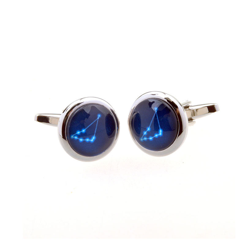 Zodiac Sign Constellation Cateye Glass Cufflinks
