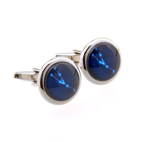 Zodiac Sign Constellation Cateye Glass Cufflinks