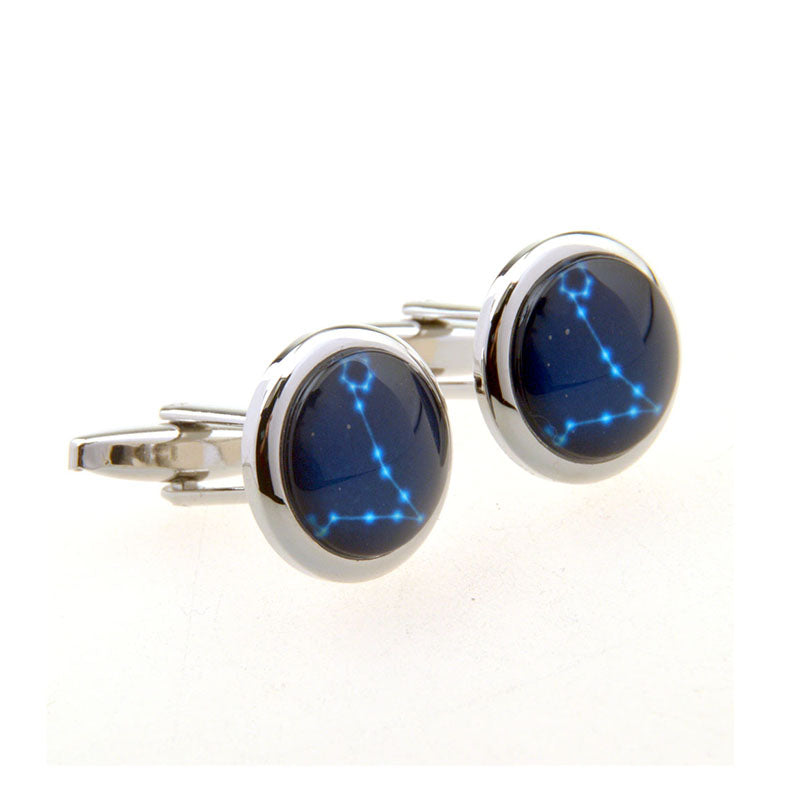 Zodiac Sign Constellation Cateye Glass Cufflinks