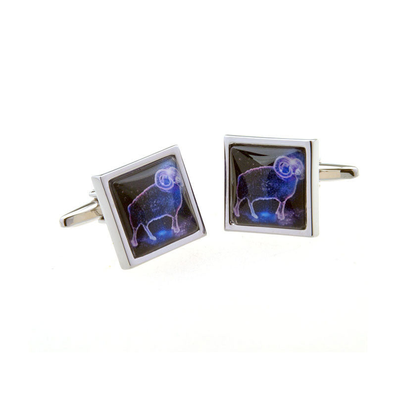 Zodiac Sign Constellation Cateye Glass Cufflinks