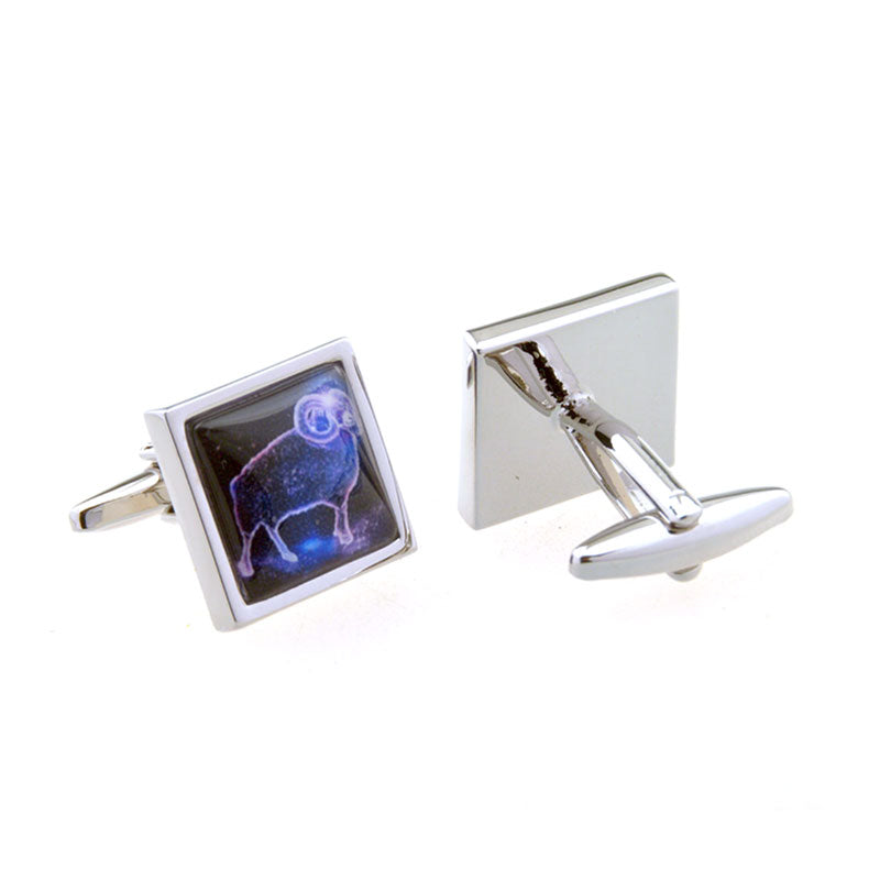 Zodiac Sign Constellation Cateye Glass Cufflinks
